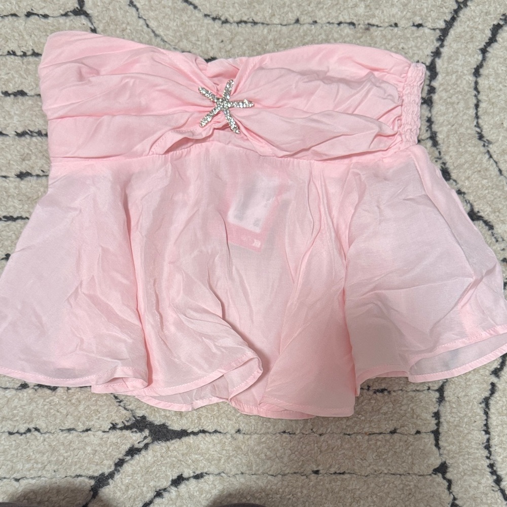 Edikted Light Pink Strapless starfish top